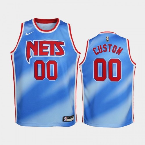 Youth 2020-21 Brooklyn Nets #00 Custom Blue Hardwood Classics Jersey