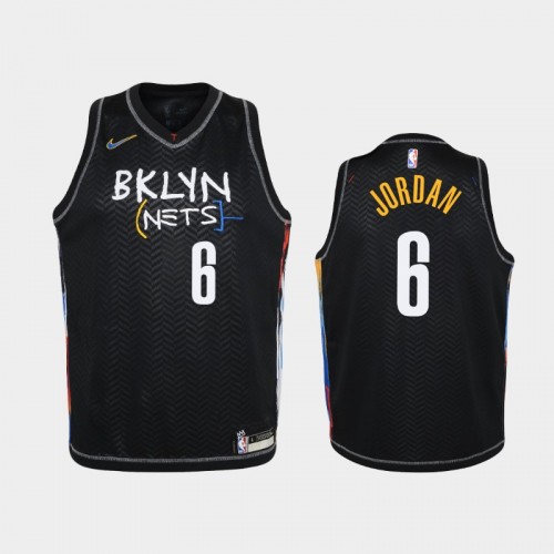 Youth 2020-21 Brooklyn Nets #6 DeAndre Jordan Black City Jersey