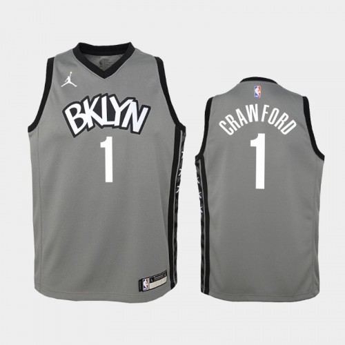 Youth 2020-21 Brooklyn Nets #1 Jamal Crawford Gray Statement Jersey