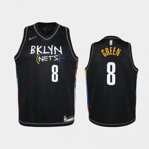 Youth 2020-21 Brooklyn Nets #8 Jeff Green Black City Jersey