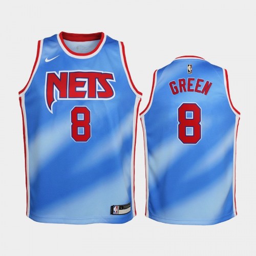 Youth 2020-21 Brooklyn Nets #8 Jeff Green Blue Hardwood Classics Jersey
