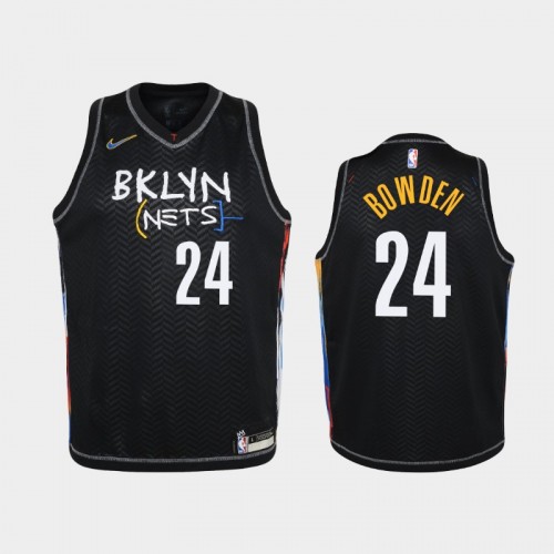Youth 2020-21 Brooklyn Nets #24 Jordan Bowden Black City Jersey