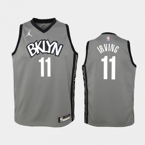 Youth 2020-21 Brooklyn Nets #11 Kyrie Irving Gray Statement Jersey