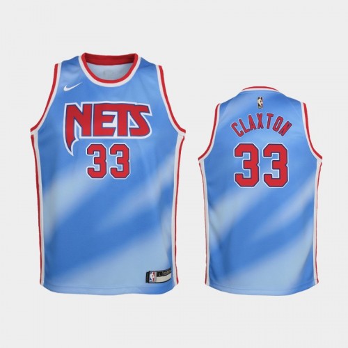 Youth 2020-21 Brooklyn Nets #33 Nicolas Claxton Blue Hardwood Classics Jersey
