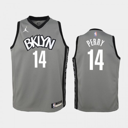 Youth 2020-21 Brooklyn Nets #14 Reggie Perry Gray Statement Jersey