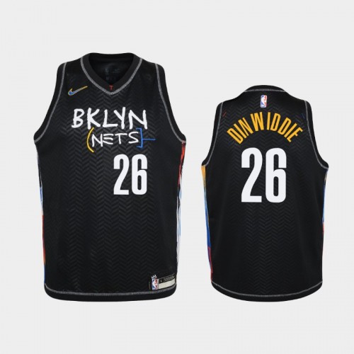 Youth 2020-21 Brooklyn Nets #26 Spencer Dinwiddie Black City Jersey