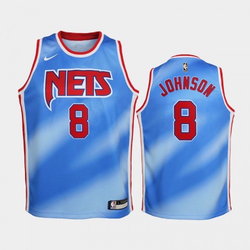 Youth 2020-21 Brooklyn Nets #8 Tyler Johnson Blue Hardwood Classics Jersey