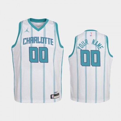 Youth 2020-21 Charlotte Hornets #00 Custom White Association Jersey