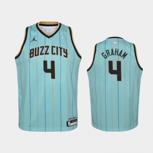 Youth 2020-21 Charlotte Hornets #4 Devonte' Graham Teal Buzz City Jersey