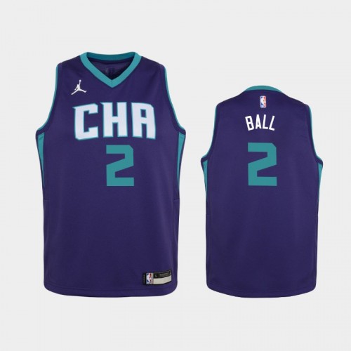 Youth 2020-21 Charlotte Hornets #2 LaMelo Ball Purple Statement Jersey