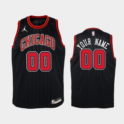 Youth 2020-21 Chicago Bulls #00 Custom Black Statement Jersey