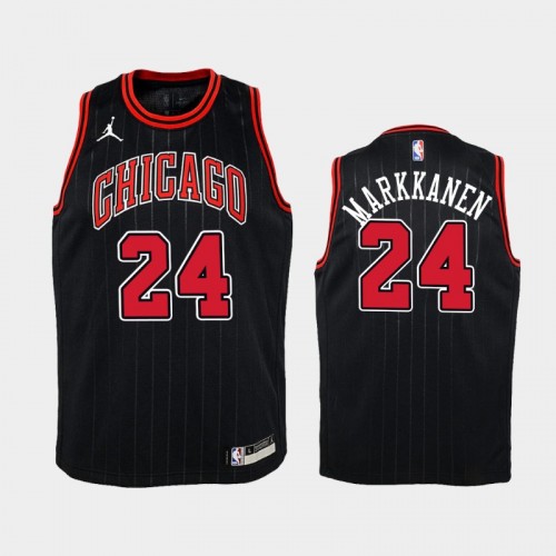 Youth 2020-21 Chicago Bulls #24 Lauri Markkanen Black Statement Jersey