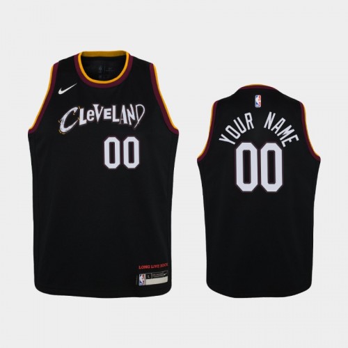 Youth 2020-21 Cleveland Cavaliers #00 Custom Black City Jersey
