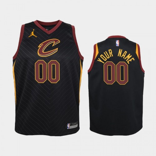 Youth 2020-21 Cleveland Cavaliers #00 Custom Black Statement Jersey