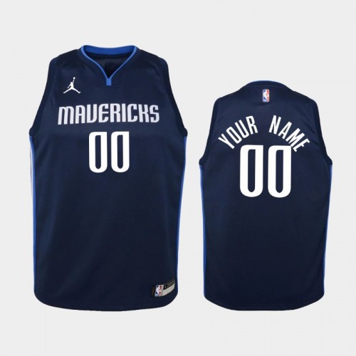 Youth 2020-21 Dallas Mavericks #00 Custom Navy Statement Jersey