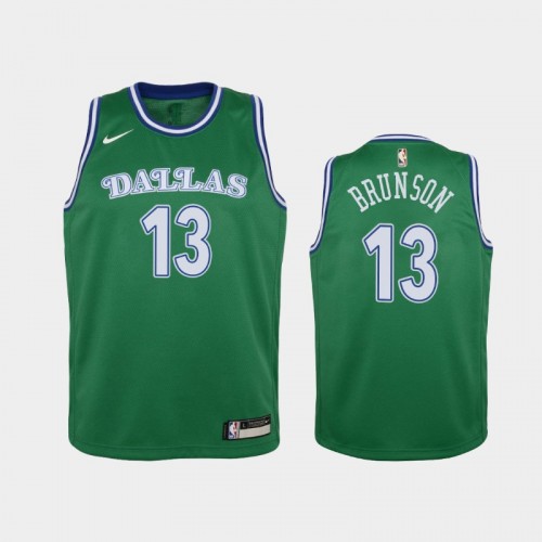 Youth 2020-21 Dallas Mavericks #13 Jalen Brunson Green Hardwood Classics Jersey