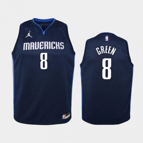 Youth 2020-21 Dallas Mavericks #8 Josh Green Navy Statement Jersey