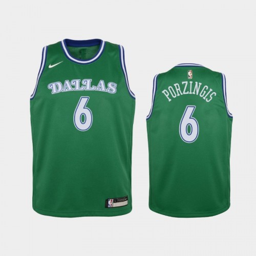 Youth 2020-21 Dallas Mavericks #6 Kristaps Porzingis Green Hardwood Classics Jersey