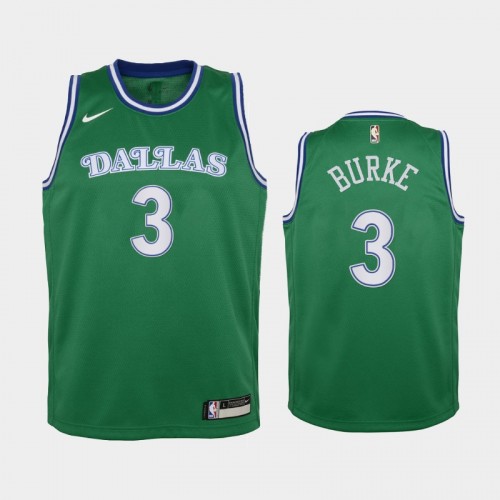 Youth 2020-21 Dallas Mavericks #3 Trey Burke Green City Edition Throwback Jersey