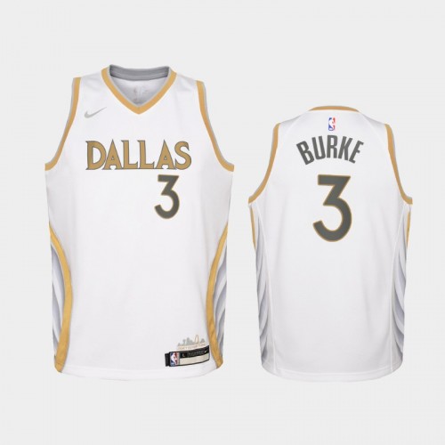 Youth 2020-21 Dallas Mavericks #3 Trey Burke White City Edition Swingman Jersey