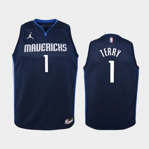 Youth 2020-21 Dallas Mavericks #1 Tyrell Terry Navy Statement Jersey