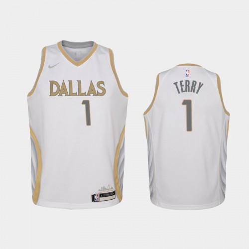 Youth 2020-21 Dallas Mavericks #1 Tyrell Terry White City Jersey