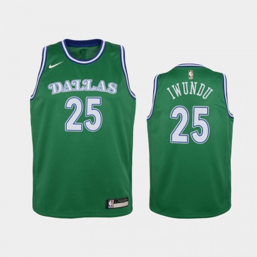 Youth 2020-21 Dallas Mavericks #25 Wes Iwundu Green Hardwood Classics Jersey