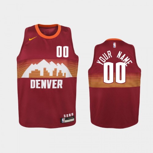 Youth 2020-21 Denver Nuggets #00 Custom Red City Jersey