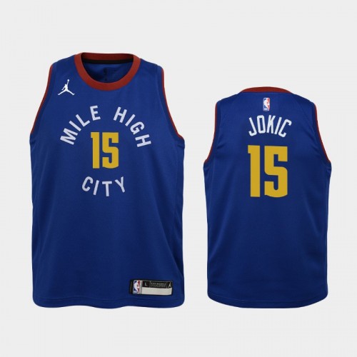 Youth 2020-21 Denver Nuggets #15 Nikola Jokic Blue Statement Jersey