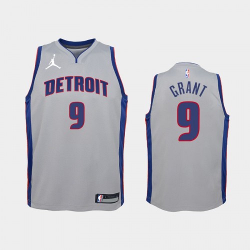 Youth 2020-21 Detroit Pistons #9 Jerami Grant Silver Statement Jordan Brand Jersey