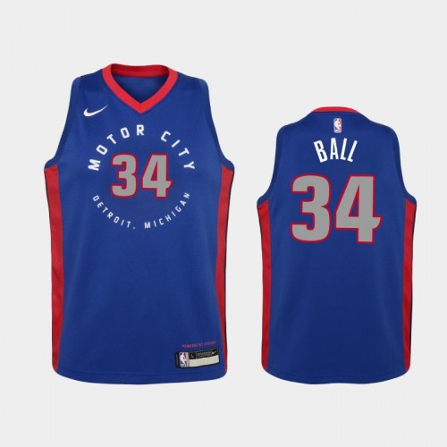 Youth 2020-21 Detroit Pistons #34 LiAngelo Ball Blue City Jersey