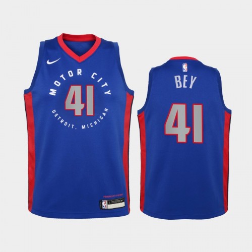 Youth 2020-21 Detroit Pistons #41 Saddiq Bey Blue City New Uniform Jersey