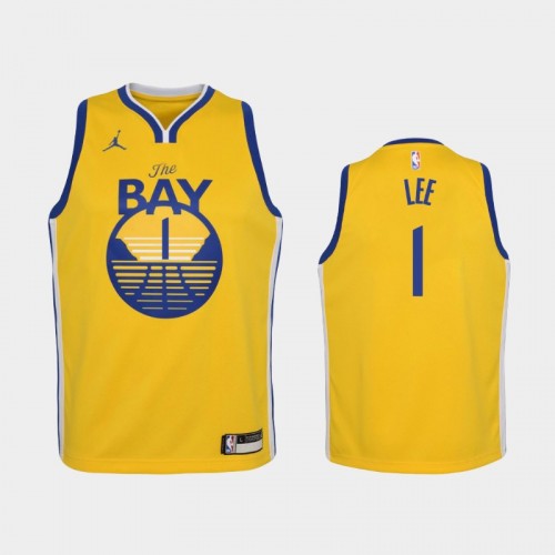 Youth 2020-21 Golden State Warriors #1 Damion Lee Gold Statement Jordan Brand Jersey