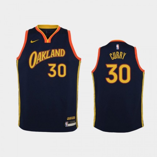 Youth 2020-21 Golden State Warriors #30 Stephen Curry Navy City Jersey