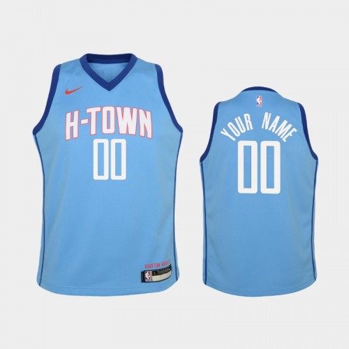 Youth 2020-21 Houston Rockets #00 Custom Blue City Jersey