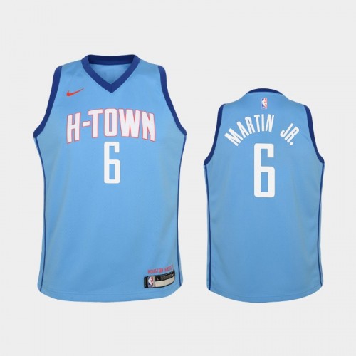 Youth 2020-21 Houston Rockets #6 Kenyon Martin Jr. Blue City Jersey