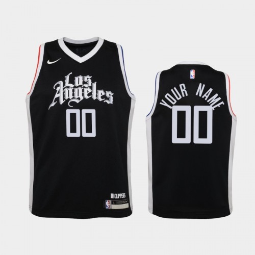 Youth 2020-21 Los Angeles Clippers #00 Custom Black City Jersey