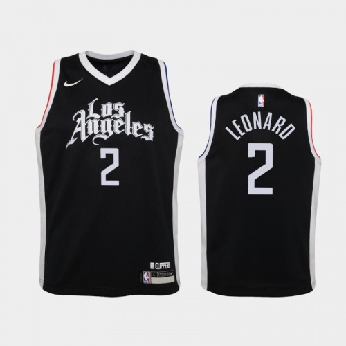 Youth 2020-21 Los Angeles Clippers #2 Kawhi Leonard Black City Jersey