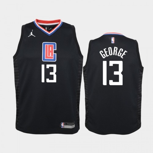 Youth 2020-21 Los Angeles Clippers #13 Paul George Black Statement Jordan Brand Jersey