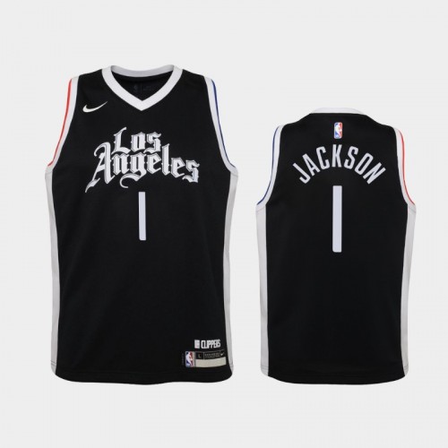 Youth 2020-21 Los Angeles Clippers #1 Reggie Jackson Black City Jersey