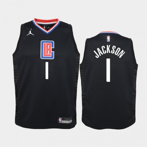 Youth 2020-21 Los Angeles Clippers #1 Reggie Jackson Black Statement Jordan Brand Jersey