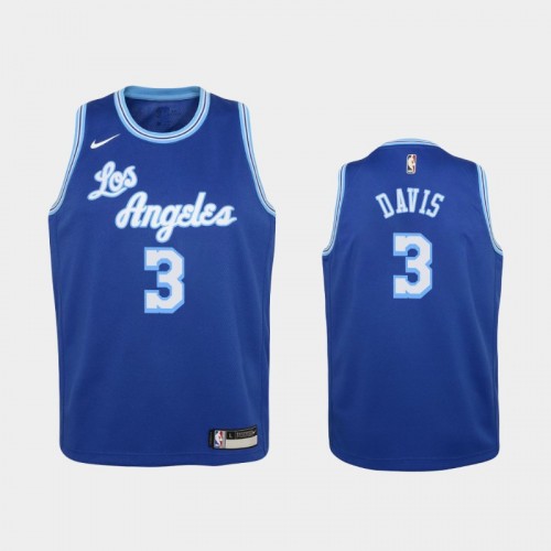 Youth 2020-21 Los Angeles Lakers #3 Anthony Davis Blue Hardwood Classics Jersey