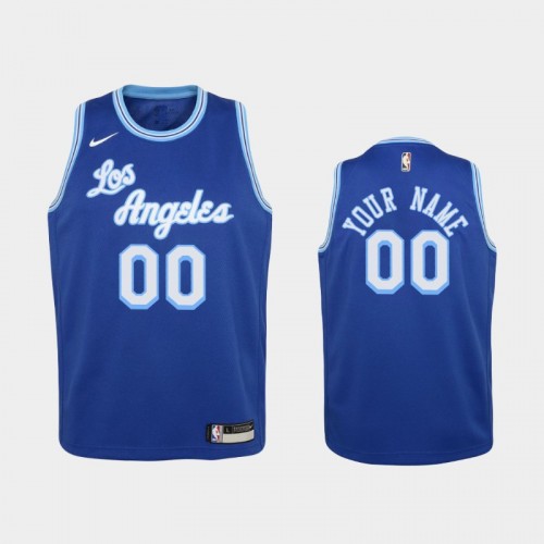 Youth 2020-21 Los Angeles Lakers #00 Custom Blue Hardwood Classics Jersey