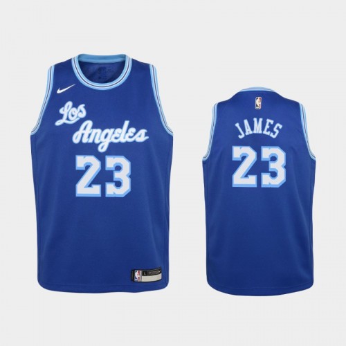Youth 2020-21 Los Angeles Lakers #23 LeBron James Blue Hardwood Classics Jersey