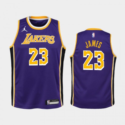 Youth 2020-21 Los Angeles Lakers #23 LeBron James Purple Statement Jersey