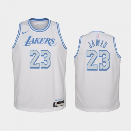 Youth 2020-21 Los Angeles Lakers #23 LeBron James White City Jersey