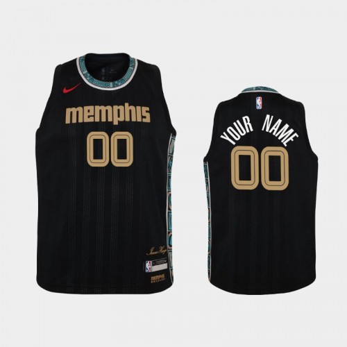 Youth 2020-21 Memphis Grizzlies #00 Custom Black City Jersey