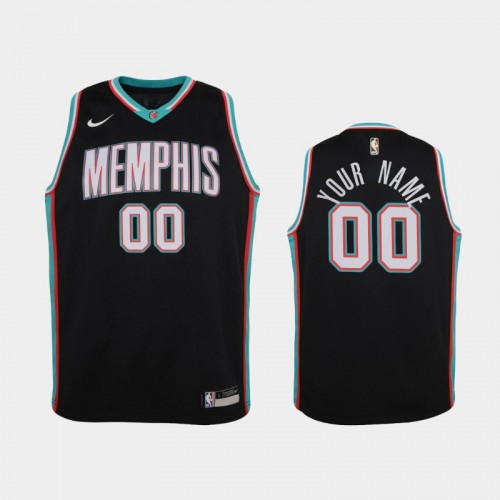 Youth 2020-21 Memphis Grizzlies #00 Custom Black Hardwood Classics Jersey