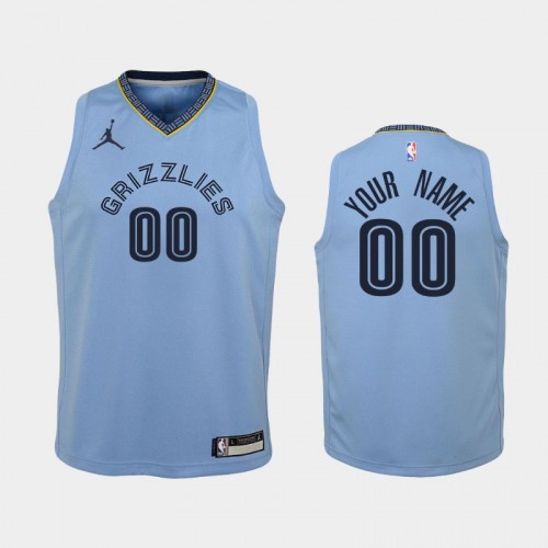 Youth 2020-21 Memphis Grizzlies #00 Custom Light Blue Statement Jordan Brand Jersey