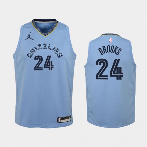 Youth 2020-21 Memphis Grizzlies #24 Dillon Brooks Light Blue Statement Jordan Brand Jersey